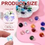 150PCS 14MM Glass Octagon Suncatcher Beads | 2 Hole AB Crystal Pendants for DIY Wind Chimes Crafts - Image 3
