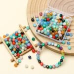 100PCS 8MM Multicolor Round Glass Beads | Crystal Loose Beads for DIY Bracelets Necklaces Earrings