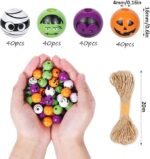 160PCS Halloween Wooden Beads | Pumpkin Vampire Mummy Skeleton Character Beads DIY Jewelry Crafts - Image 2