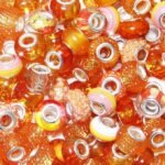 100PCS Large Hole Orange Beads | Assorted European Lampwork Murano Style Beads for DIY Jewelry Crafts - Image 2