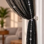 Black Beaded Curtain for Doorway | Beaded Door Curtain | Room Divider Curtain | Door String Curtain | Window Cafe Curtain - Image 8