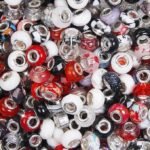 100PCS Large Hole Beads | Black White Red European Lampwork Murano Style Beads for DIY Jewelry - Image 2
