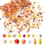 1000PCS Fall Orange Crackle Glass Beads | Crystal Beads for Jewelry Making DIY Plant Crafts