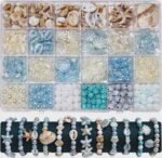 460+ Ocean Beads Jewelry Making Kit | Blue White Shell, Starfish, Conch DIY Beach Jewelry