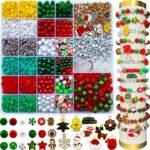 3140PCS Christmas Bead Kit | Red Green Clay, Acrylic, Pearl, Tree, Snowflake Charms (DIY Crafts) - Image 4