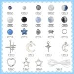 Celestial Bracelet Making Kit | Moon, Star, Blue Glass, Pearl Beads (314 Pieces) - Image 3