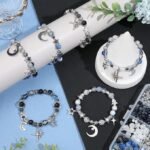 Celestial Bracelet Making Kit | Moon, Star, Blue Glass, Pearl Beads (314 Pieces)