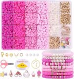 3500PCS Pink Clay Beads Bracelet Making Kit | Round Beads for DIY Jewelry Crafts