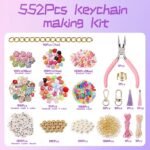 552-Piece DIY Keychain Making Kit | Alphabet Beads, Charms, Storage Box - Image 2