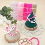 Pink Clay Bead Bracelet Kit | Heishi Flat Beads, Gold Spacers (DIY Jewelry Making)