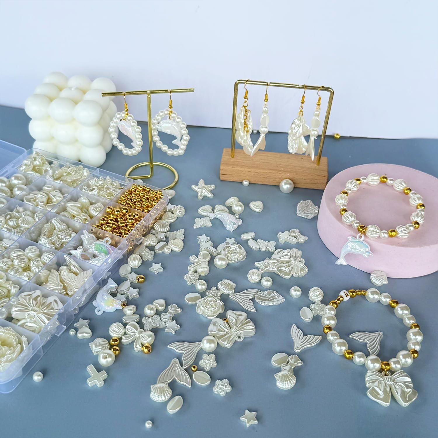 il_fullxfull.8505722179_98j5.jpg 990PCS Imitation Pearl Beads | Heart, Star, Bow, Flower, Seashell, Starfish (ABS Plastic) - Image 1