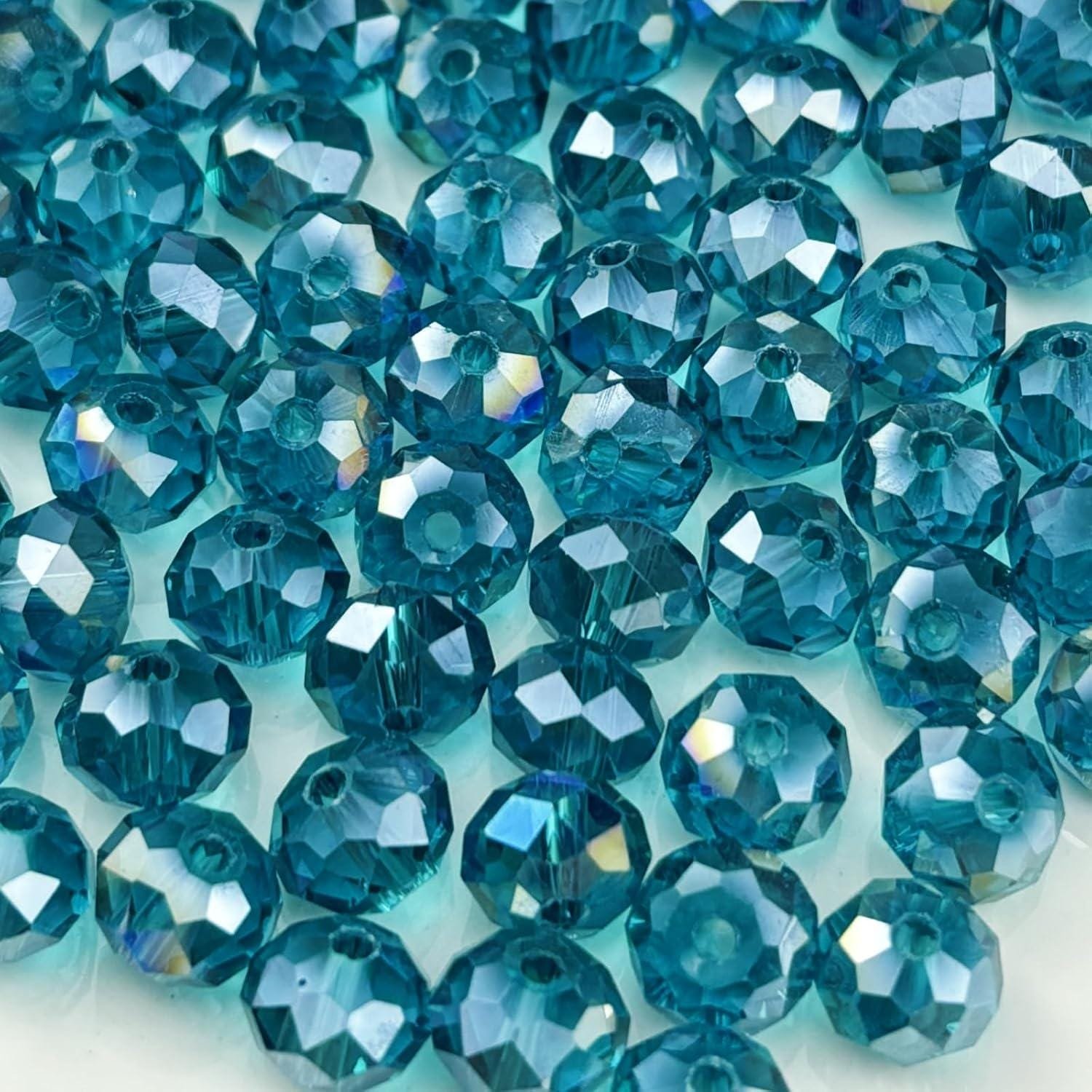 il_fullxfull.8509338661_t3v2.jpg 500PCS 3MM Peacock Blue AB Crystal Rondelle Faceted Spacer Beads for DIY Jewelry | Crafts - Image 1