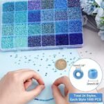 24000PCS 2MM Glass Seed Beads | Ocean Blue DIY Jewelry Kit (24 Colors) - Image 5