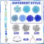 790PCS Ocean Charms Keychain Making Kit | Starfish Dolphin Crab Conch Seahorse Blue Beads DIY Crafts - Image 3