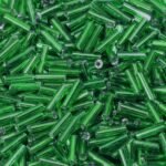 Grass Green Glass Bugle Beads | 2x6MM Mini Long Tube Seed Beads (1100PCS) - Image 2
