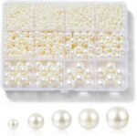 1200PCS Pearl Beads | 5 Sizes Round Filler Beads for DIY Jewelry Making - Image 2