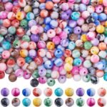 500PCS 8MM Acrylic Beads | Colorful Marble Swirl Patterns for DIY Jewelry Making - Image 2