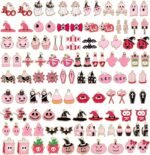 55 Pairs Pink Halloween Enamel Charms | Spooky DIY Jewelry Making Supplies - Image 4