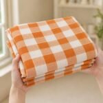 Orange Halloween Curtains | Fall Halloween Window Panels | Orange White Plaid Curtain | Farmhouse Autumn Home Decor - Image 9