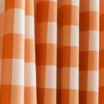 Orange Halloween Curtains | Fall Halloween Window Panels | Orange White Plaid Curtain | Farmhouse Autumn Home Decor - Image 6