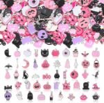 150pcs Pink Halloween Charms | Spooky DIY Jewelry Making Supplies - Image 2