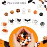 200PCS Halloween Wooden Beads | Pumpkin, Bat, Plaid DIY Crafts - Image 2