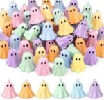 120PCS Mini Halloween Ghost Charms | Pastel Resin Beads 6 Colors for DIY Jewelry Crafts - Image 4