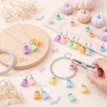120PCS Mini Halloween Ghost Charms | Pastel Resin Beads 6 Colors for DIY Jewelry Crafts
