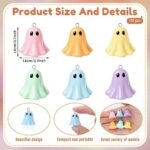 120PCS Mini Halloween Ghost Charms | Pastel Resin Beads 6 Colors for DIY Jewelry Crafts - Image 3