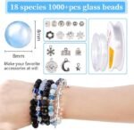 Blue Glass Bead Bracelet Making Kit | Charms, Crystal String, Spacer Beads (DIY Jewelry Supplies) - Image 2