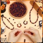 500pcs 8MM Halloween Striped Beads | Black Orange DIY Jewelry Making - Image 3