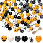 120PCS 16MM Halloween Wooden Beads | Large Hole Round Wood Beads for DIY Jewelry Crafts - Image 2