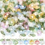 160PCS Flower Pearl Charms | 8 Colors Floral Leaf Beads for DIY Jewelry (Spring Bloom) - Image 2