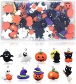60PCS Halloween Christmas Resin Charms | 3D Cartoon DIY Jewelry Crafts (Box Included) - Image 2