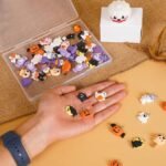 60PCS Halloween Mini Resin Charms | 15 Styles Flatback Spooky Figures for DIY Jewelry Crafts