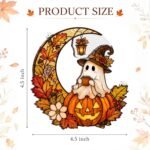 Halloween Ghost Pumpkin Suncatcher | Faux Stained Glass Window Ornament - Image 4