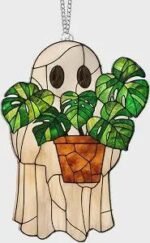Halloween Stained Glass Ghost Plant Ornament | Spooky Suncatcher (Digital Download) - Image 2