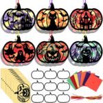 30PCS Halloween Pumpkin Suncatcher Craft Kit | Tissue Paper Window Art DIY Hanging Crafts - Image 2