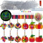30 Sets Fall Leaf Pumpkin Suncatcher Craft Kits | Halloween Autumn DIY Window Art Crafts - Image 2