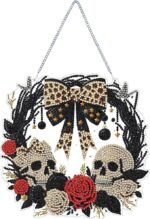 Halloween Skull Rose Wreath Suncatcher Kit | Crystal Diamond Art DIY Decor - Image 2
