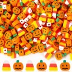 300PCS Halloween Polymer Clay Beads | Pumpkin Candy Corn Shaped Beads for DIY Bracelets Jewelry Crafts - Image 4