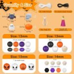 221PCS Halloween Silicone Beads | 15MM 14MM Focal Loose Hex Wood Abacus Beads DIY Keychain Jewelry - Image 4