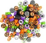 100PCS 10MM Halloween Polymer Clay Beads | Ghost Pumpkin Spider Spacer Beads for DIY Jewelry Crafts