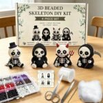 4 Pack 3D Beaded Skeleton DIY Craft Kit | Handmade Figurine Beading Set for Halloween Decor Gifts - Image 4