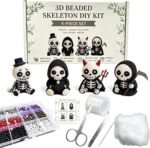 4 Pack 3D Beaded Skeleton DIY Craft Kit | Handmade Figurine Beading Set for Halloween Decor Gifts - Image 2