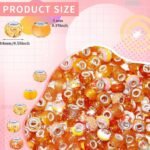 100PCS Large Hole Orange Beads | Assorted European Lampwork Murano Style Beads for DIY Jewelry Crafts - Image 3