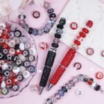 100PCS Large Hole Beads | Black White Red European Lampwork Murano Style Beads for DIY Jewelry