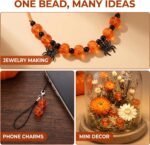 100PCS 8X10MM Orange Pumpkin Glass Beads | Mini Fall Beads for Halloween Thanksgiving DIY Jewelry - Image 4