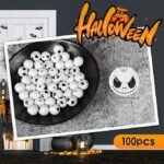 100PCS Halloween Wooden Beads | Black White Skeleton Wood Beads for DIY Jewelry Crafts - Image 3
