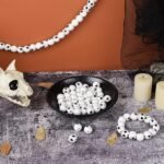 100PCS Halloween Wooden Beads | Black White Skeleton Wood Beads for DIY Jewelry Crafts